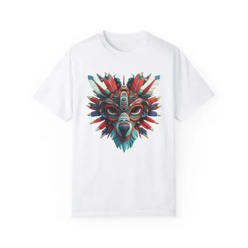 Vibrant Tribal Mask Unisex Garment-Dyed T-Shirt | Unique Festival Fashion - Image 6