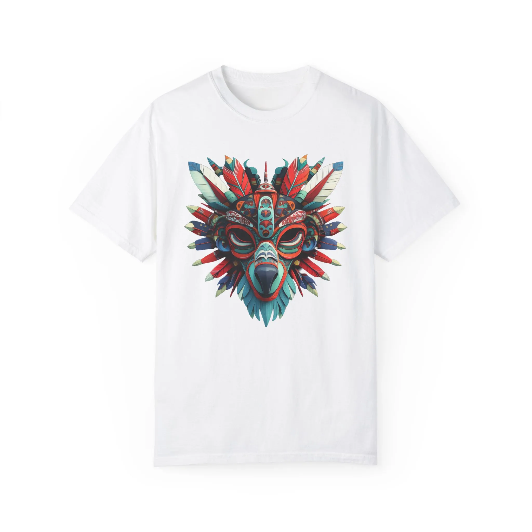 Vibrant Tribal Mask Unisex Garment-Dyed T-Shirt | Unique Festival Fashion - Image 6
