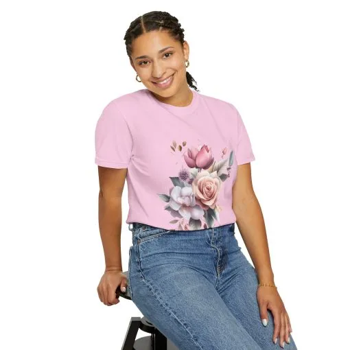 Floral Bouquet Unisex Garment-Dyed T-Shirt - Perfect for Spring Celebrations - Image 24