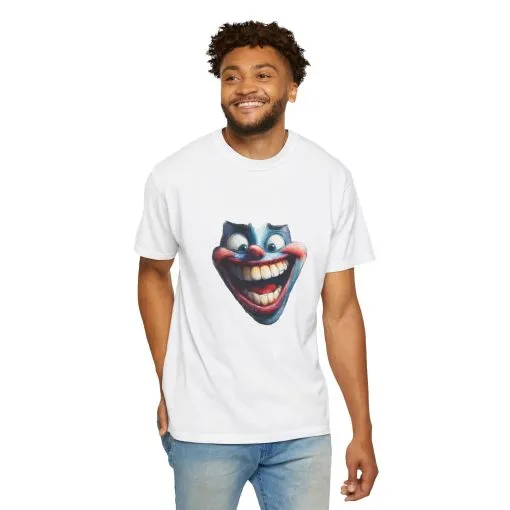 Unisex Garment-Dyed T-shirt with Vintage Clown Print - Perfect for Halloween & Graphic Tee Lovers - Image 8