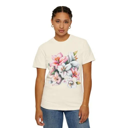 Floral Elegance Unisex Garment-Dyed T-Shirt - Perfect for Spring Celebrations - Image 12