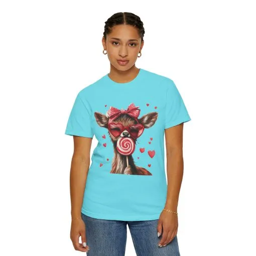 Cute Valentine’s Day Deer T-Shirt - Garment-Dyed Unisex Tee with Heart Design - Image 19