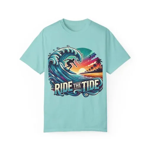 Ride the Tide Unisex Garment-Dyed T-shirt - Surfing Inspired Graphic Tee - Image 9