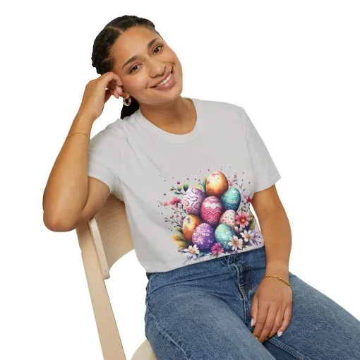 Easter Egg Floral Unisex Softstyle T-Shirt - Vibrant Spring Design - Image 15