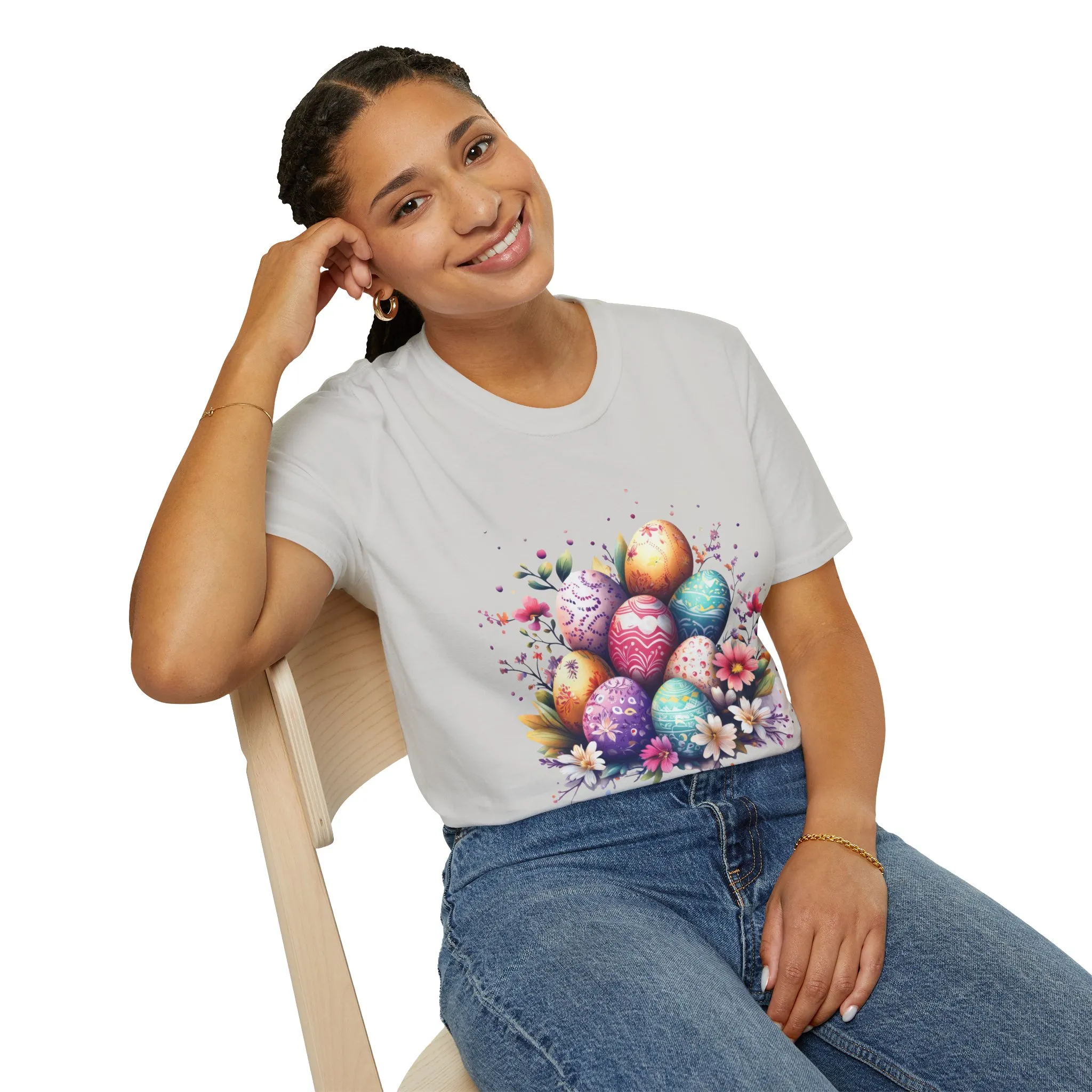 Easter Egg Floral Unisex Softstyle T-Shirt - Vibrant Spring Design - Image 15