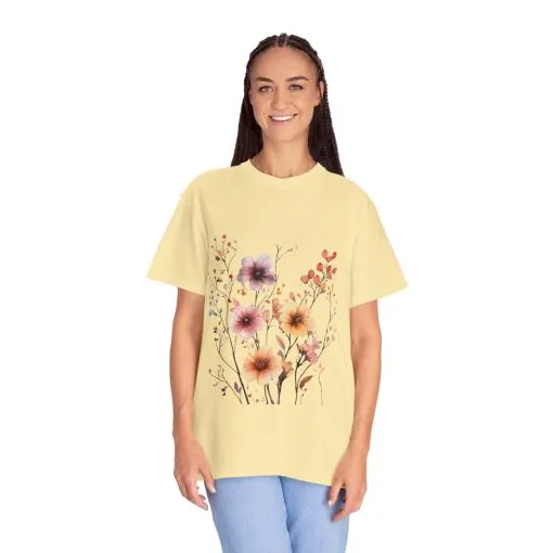 Floral Garden Unisex Garment-Dyed T-Shirt - Perfect for Spring and Casual Wear - Image 15
