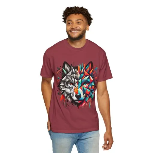 Vibrant Wolf Design Unisex Garment-Dyed T-Shirt - Colorful Art Tee - Image 31