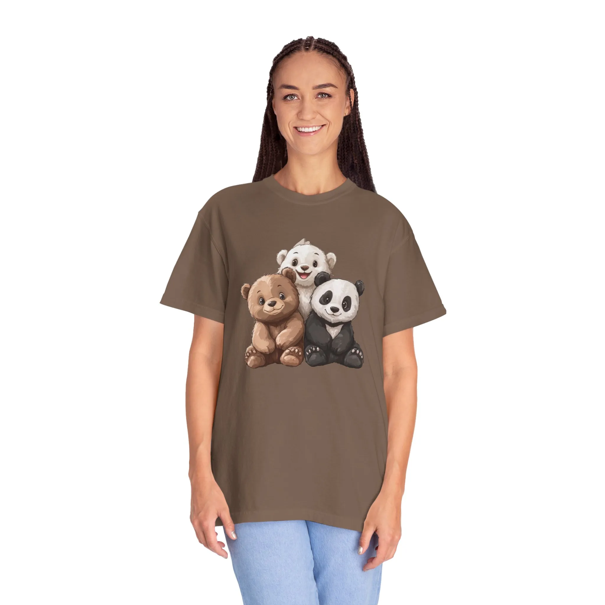 Adorable Bear and Panda Friends Unisex Garment-Dyed T-Shirt - Image 27