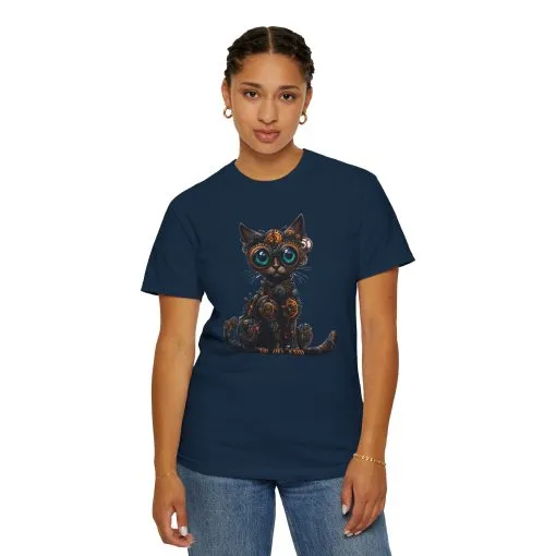 Steampunk Cat Unisex Garment-Dyed T-Shirt - Image 36