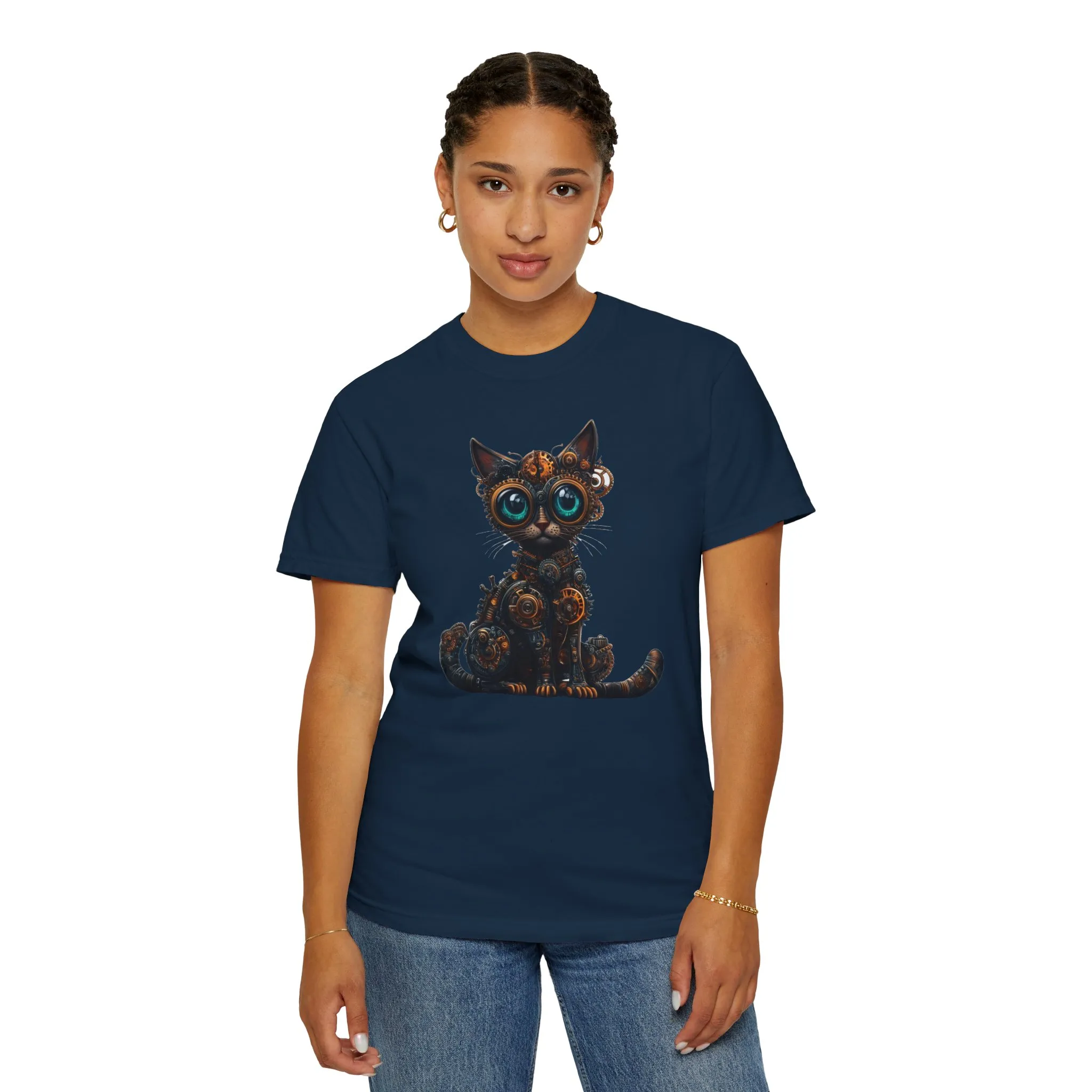 Steampunk Cat Unisex Garment-Dyed T-Shirt - Image 36