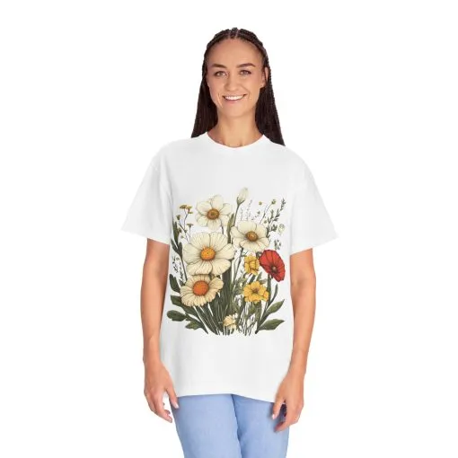 Floral Garden Unisex T-Shirt - Vintage Style Flower Design - Image 7