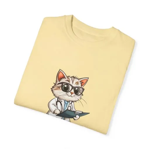 Funny Cat Doctor Unisex Garment-Dyed T-Shirt - Image 19