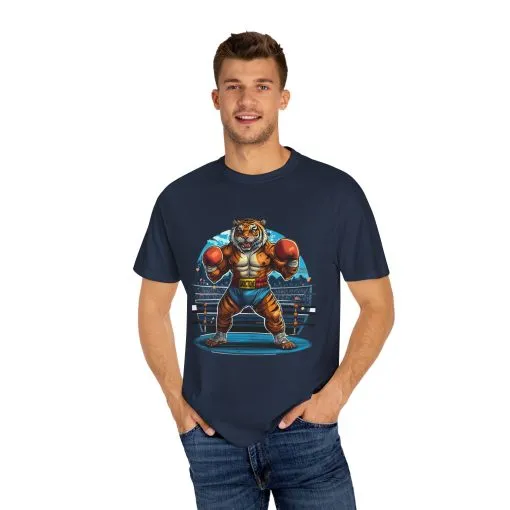 Boxing Tiger Unisex Garment-Dyed T-shirt | Sporty, Bold Graphic Tee for Animal Lovers - Image 47