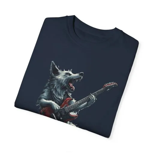 Rocking Wolf Unisex Garment-Dyed T-Shirt - Music Lover's Tee - Image 26