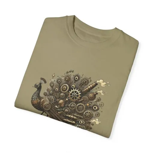 Steampunk Peacock Unisex Garment-Dyed T-Shirt - Image 18