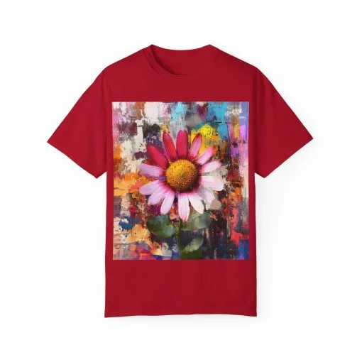 Colorful Floral Art Unisex Garment-Dyed T-Shirt - Image 25