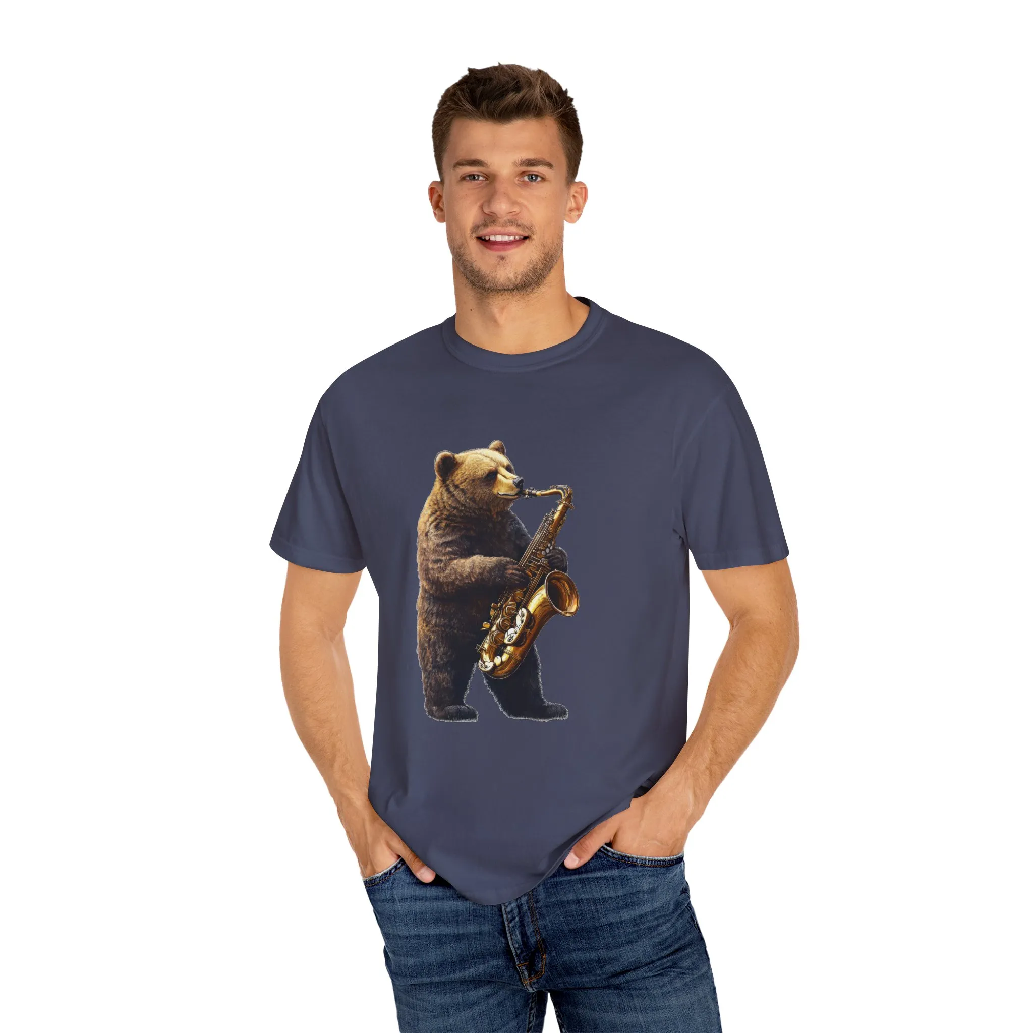 Jazz Bear Unisex Garment-Dyed T-Shirt - Image 31