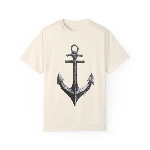 Nautical Anchor Unisex Garment-Dyed T-shirt | Casual Marine Style Wear - Image 5