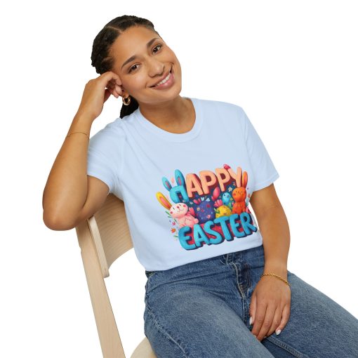 Happy Easter Unisex Softstyle T-Shirt - Fun Spring Bunny Design - Image 30
