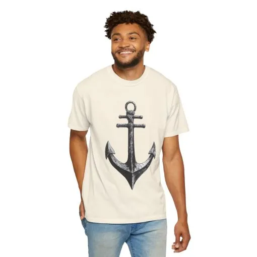 Nautical Anchor Unisex Garment-Dyed T-shirt | Casual Marine Style Wear - Image 8