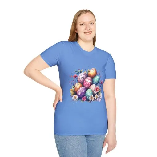 Easter Egg Floral Unisex Softstyle T-Shirt - Vibrant Spring Design - Image 39
