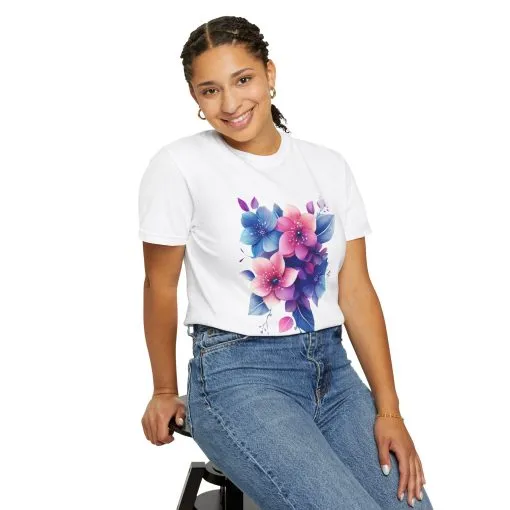 Floral Vibe Unisex Garment-Dyed T-Shirt | Comfortable, Stylish Tee for Nature Lovers - Image 4