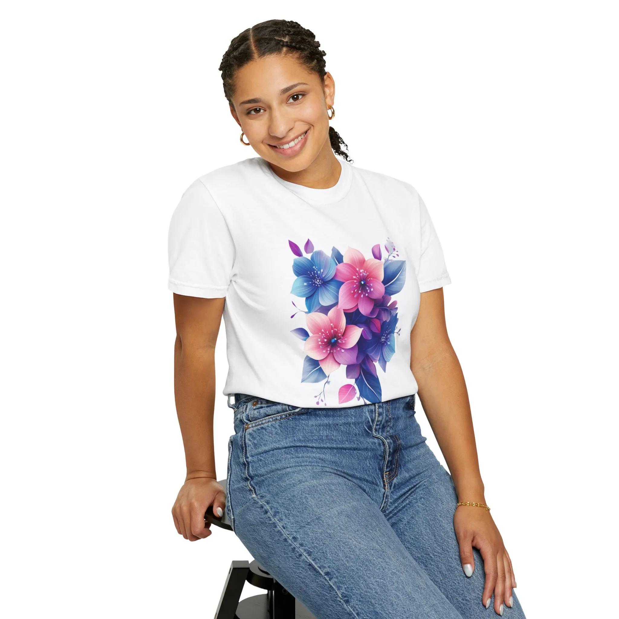 Floral Vibe Unisex Garment-Dyed T-Shirt | Comfortable, Stylish Tee for Nature Lovers - Image 4
