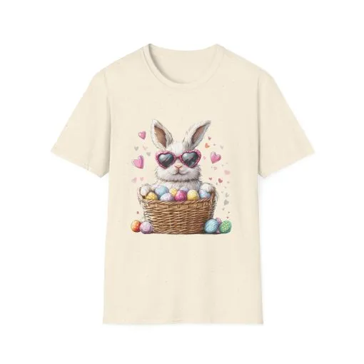 Cute Bunny Easter T-Shirt - Unisex Softstyle Tee with Colorful Egg Design - Image 21