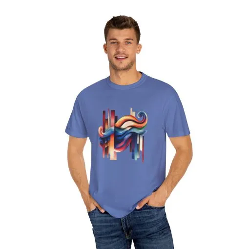 Colorful Abstract Art Unisex Garment-Dyed T-Shirt | Trendy Graphic Tee for Art Lovers - Image 11