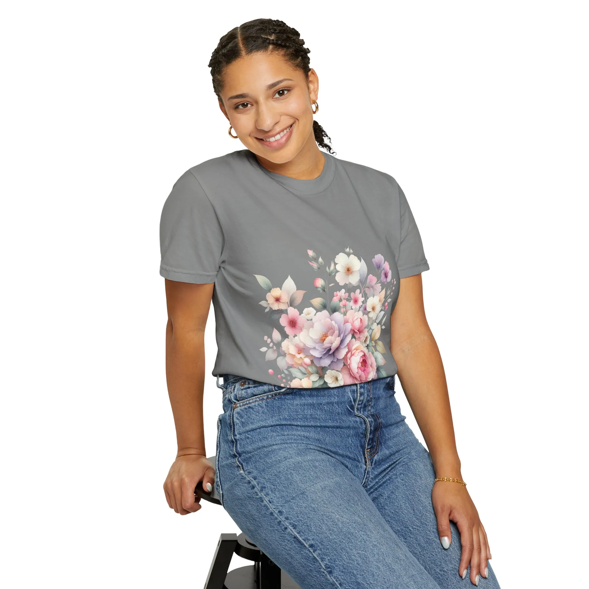 Floral Bliss Women's Garment-Dyed T-Shirt – Perfect for Spring Celebrations and Everyday Wear - Image 40