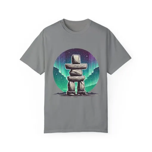 Northern Lights Stone Cairn Unisex Garment-Dyed T-Shirt - Image 29