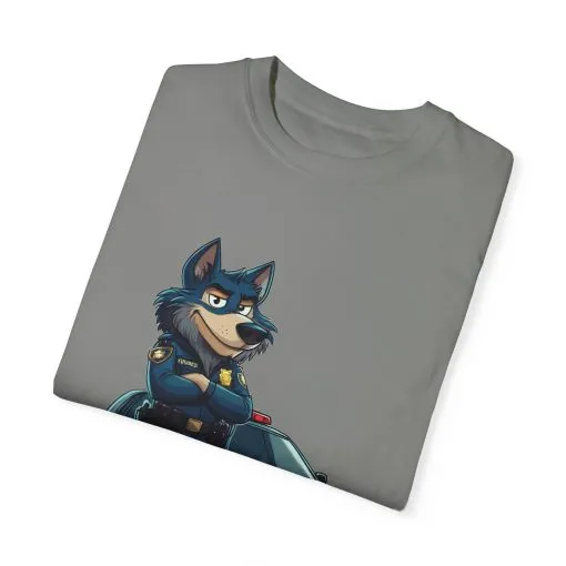 Cute Cartoon Police Dog T-Shirt - Unisex Garment-Dyed Tee - Image 22