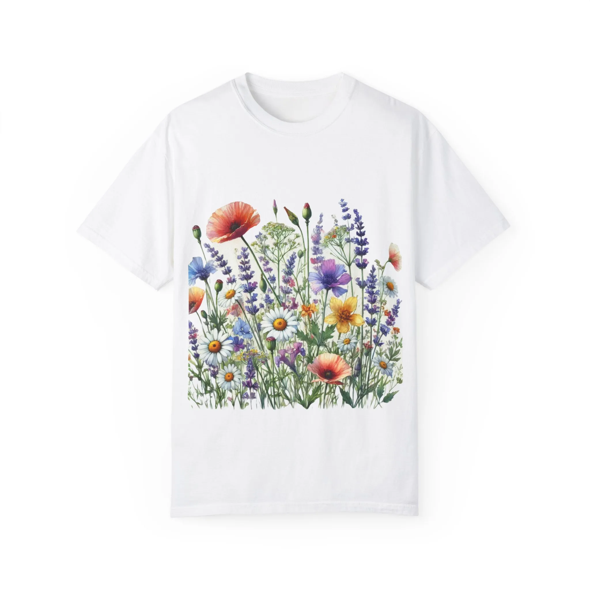 Flower Garden Unisex Garment-Dyed T-Shirt - Nature Inspired Casual Wear - Image 2