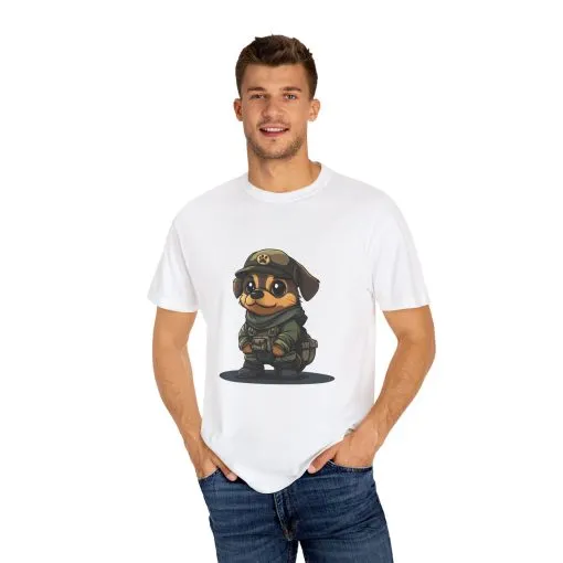 Cute Military Dog Graphic Unisex T-Shirt - Image 3