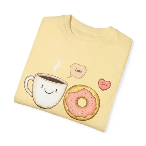 Coffee and Donuts Love Unisex T-Shirt | Cute Foodie Gift | Perfect for Valentine's Day & Everyday Wear - Image 14