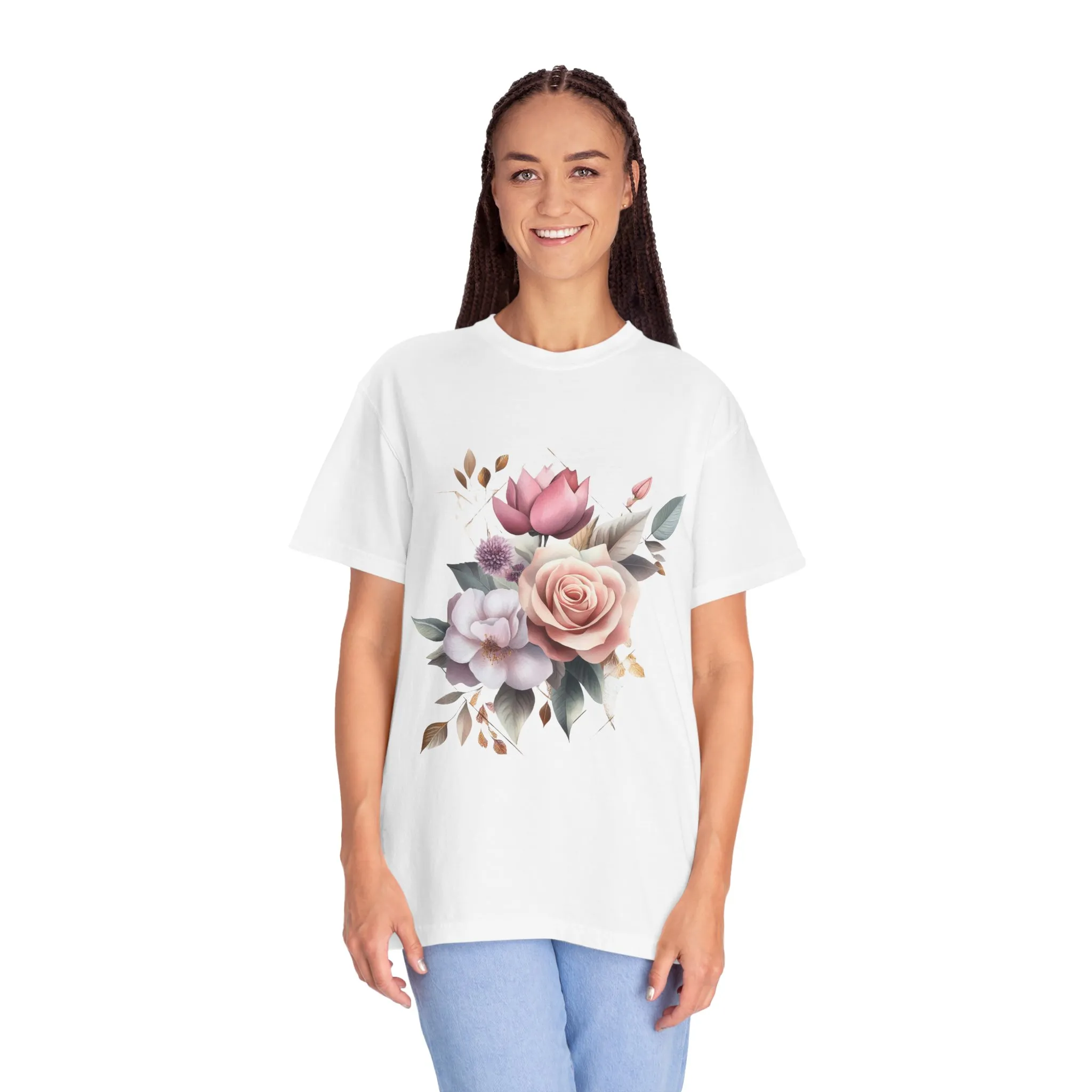 Floral Bouquet Unisex Garment-Dyed T-Shirt - Perfect for Spring Celebrations - Image 3