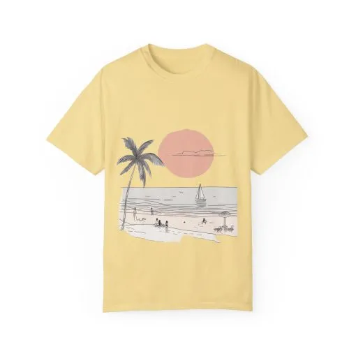Sunset Beach Vibe Unisex Garment-Dyed T-Shirt - Image 13