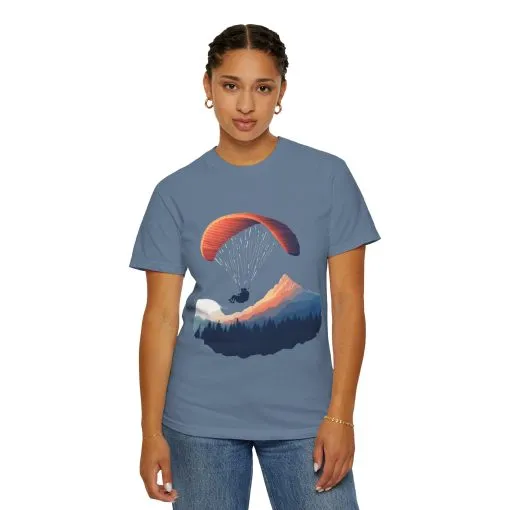 Adventure Awaits Unisex Garment-Dyed T-shirt - Paragliding and Mountain Design - Image 28