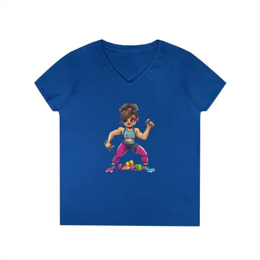 Empowered Fitness Ladies' V-Neck T-Shirt - Motivational Workout Tee - Image 11
