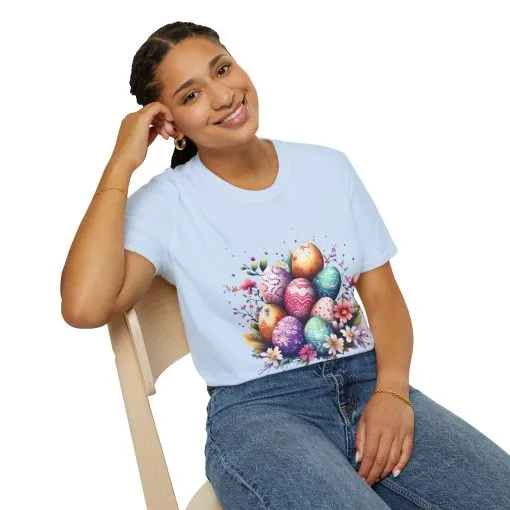 Easter Egg Floral Unisex Softstyle T-Shirt - Vibrant Spring Design - Image 35