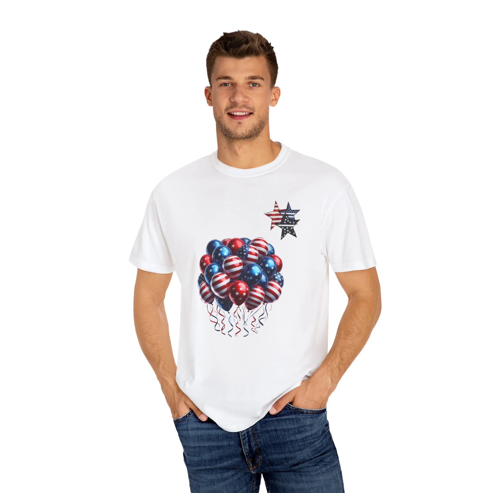 Patriotic Balloon T-Shirt | Unisex Garment-Dyed Tee for Independence Day Celebrations - Image 3
