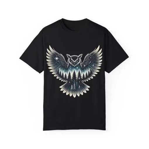 Unisex Garment-Dyed Owl T-Shirt | Nature-Inspired Design for Outdoor Lovers