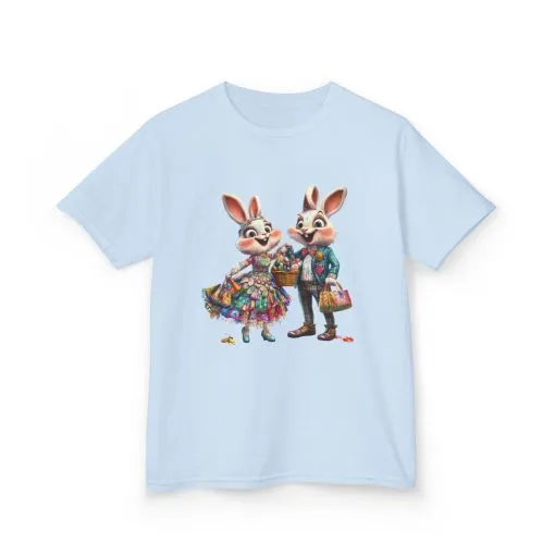 Adorable Bunny Couple Kids Tee - Perfect for Easter Celebrations - Image 3