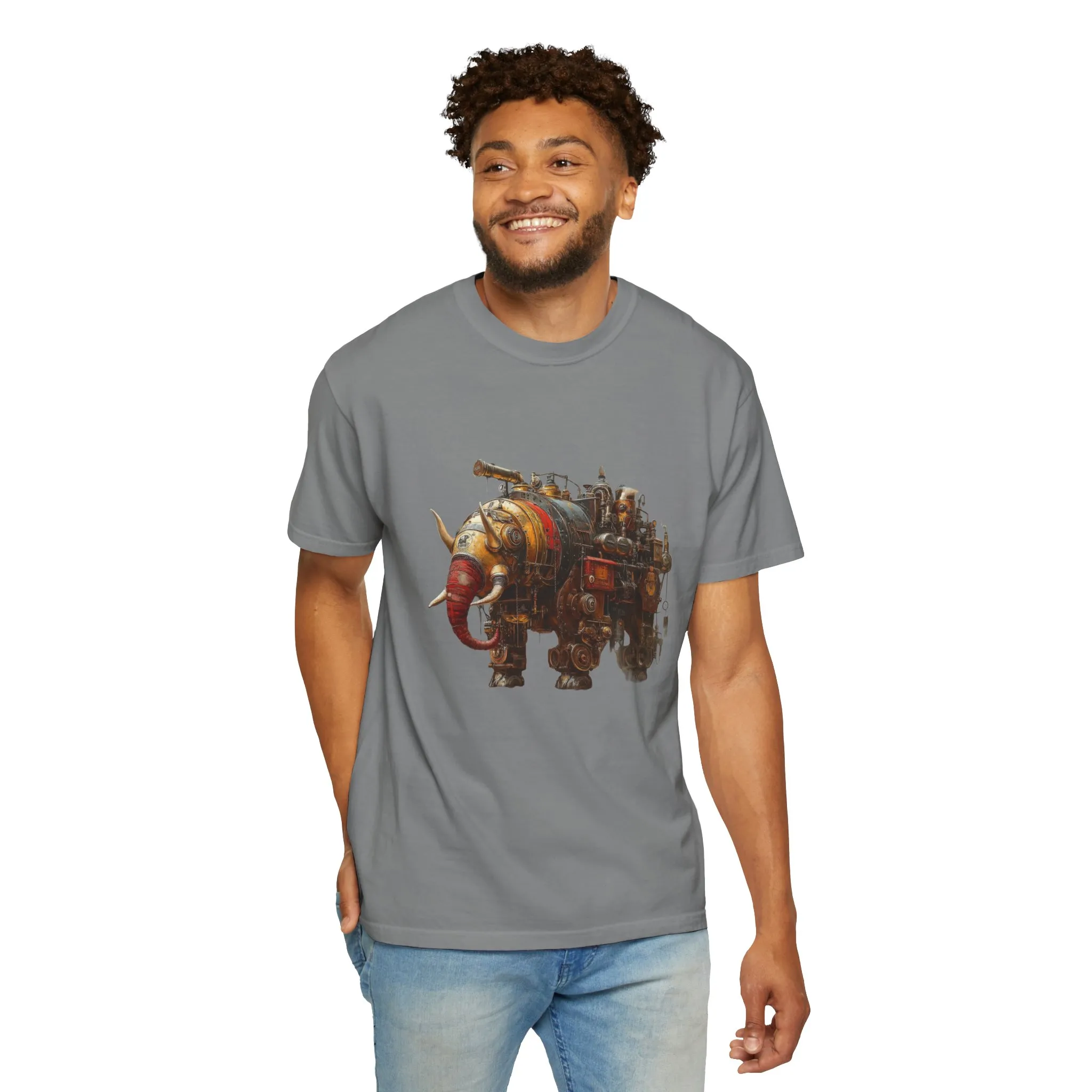 Vintage Steampunk Elephant T-Shirt - Unisex Garment-Dyed Tee - Image 20
