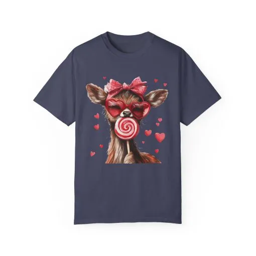 Cute Valentine’s Day Deer T-Shirt - Garment-Dyed Unisex Tee with Heart Design - Image 33