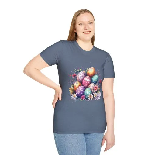 Easter Egg Floral Unisex Softstyle T-Shirt - Vibrant Spring Design - Image 44