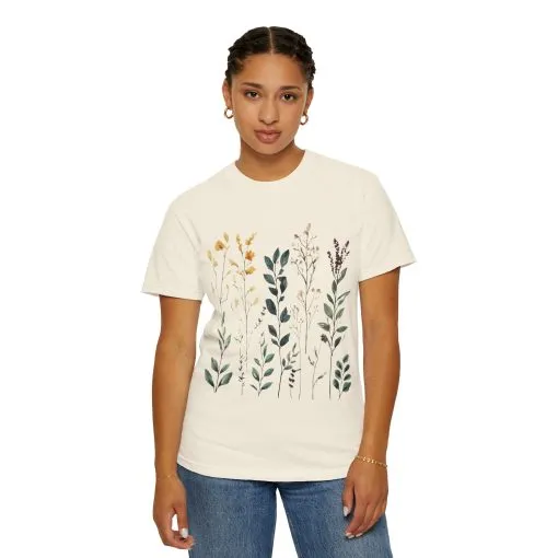 Floral Garden Unisex Garment-Dyed T-Shirt - Nature-Inspired Tee - Image 7