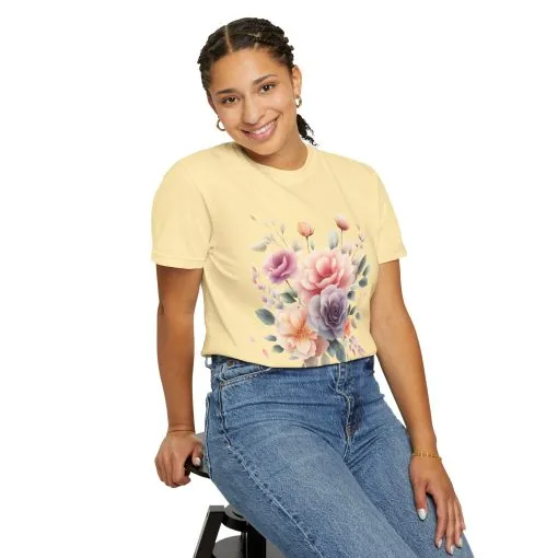 Floral Garden Unisex Garment-Dyed T-Shirt | Soft and Stylish Tee for Spring and Summer Occasions - Image 12