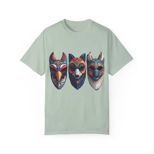Tribal Mask Unisex Garment-Dyed T-Shirt | Artistic & Colorful Graphic Tee - Image 13