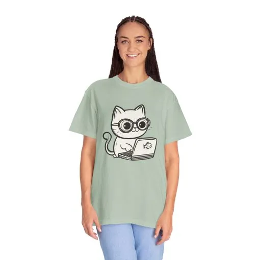 Cute Cat Gamer Unisex Garment-Dyed T-Shirt - Image 16